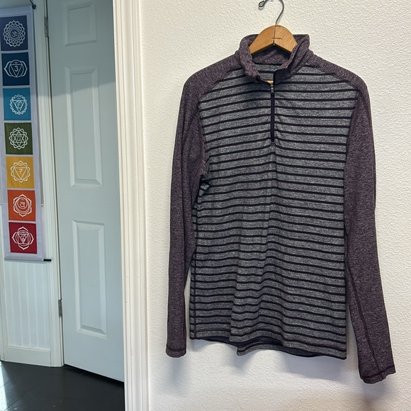 Lululemon Surge Warm 1/2 Zip Pullover Yachtie Stripe heathered grey purple Small - Picture 6 of 13